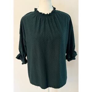 NWT Madewell Texture & Thread Mock Neck Ruffle Blouse Size S